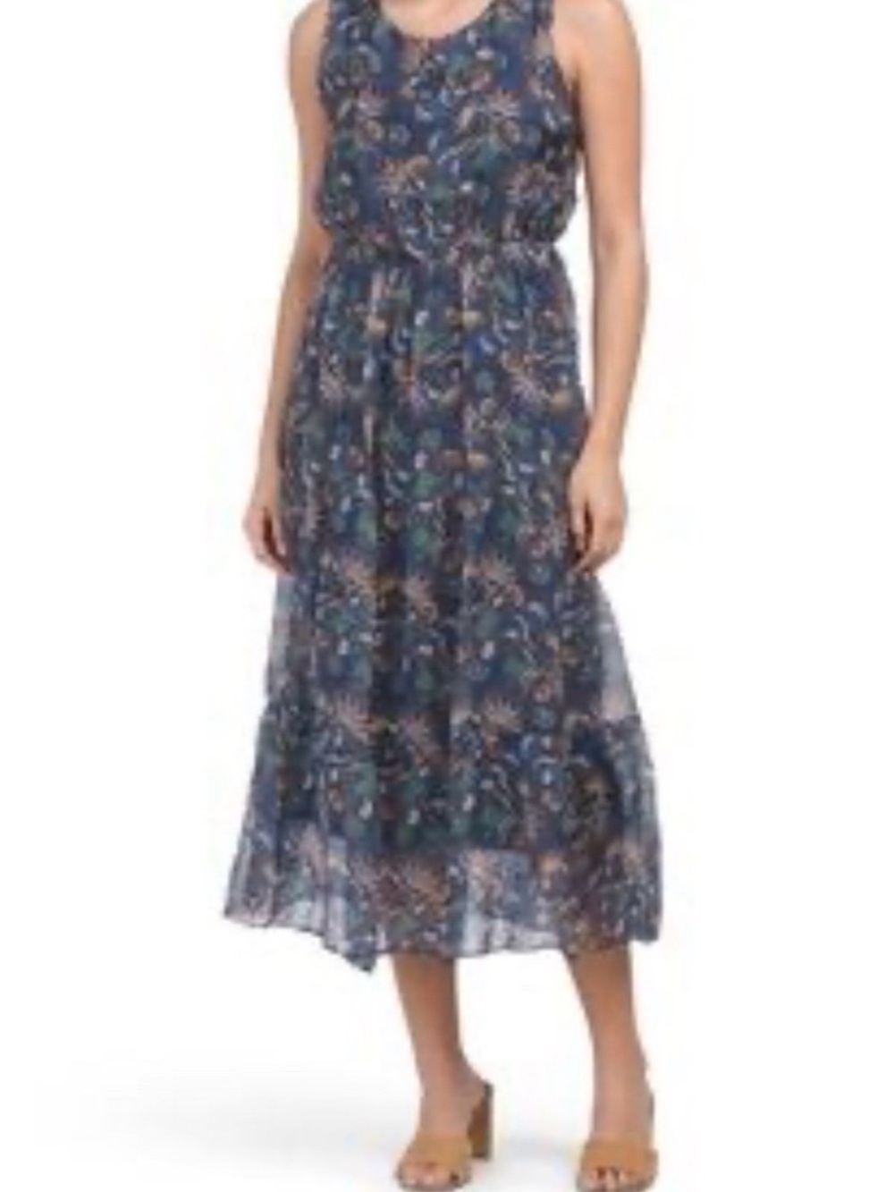 Anthropologie Lara Guidotti Silk Paisley Hi Lo Illusion Maxi Navy Dress Small